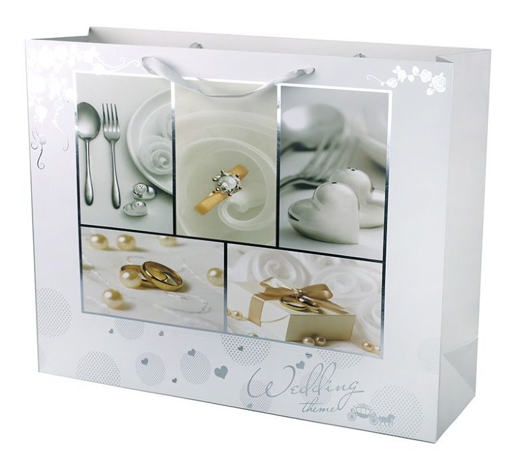 Пакет подарочный, 210гр, Текстура кожи, Синий, Металлик, 26*32*10 см