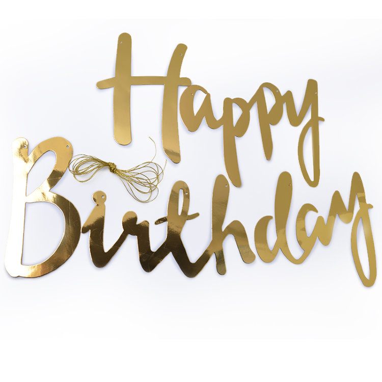 Гирлянда Happy Birthday (курсив), Золото 3м