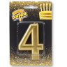 Свеча -цифра "4" Золотая 8см