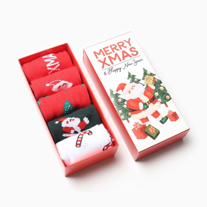 Набор женских носков KAFTAN "Merry XMAS" размер 36-39 (23-25 см), 5 пар
