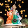 Свеча декоративная "Кролик и кот с шампанским"
