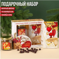 Подарочный набор «Волшебной зимы»: растворимый кофе 50 г., молочный шоколад 70 г., кофейные зёрна 30 г.