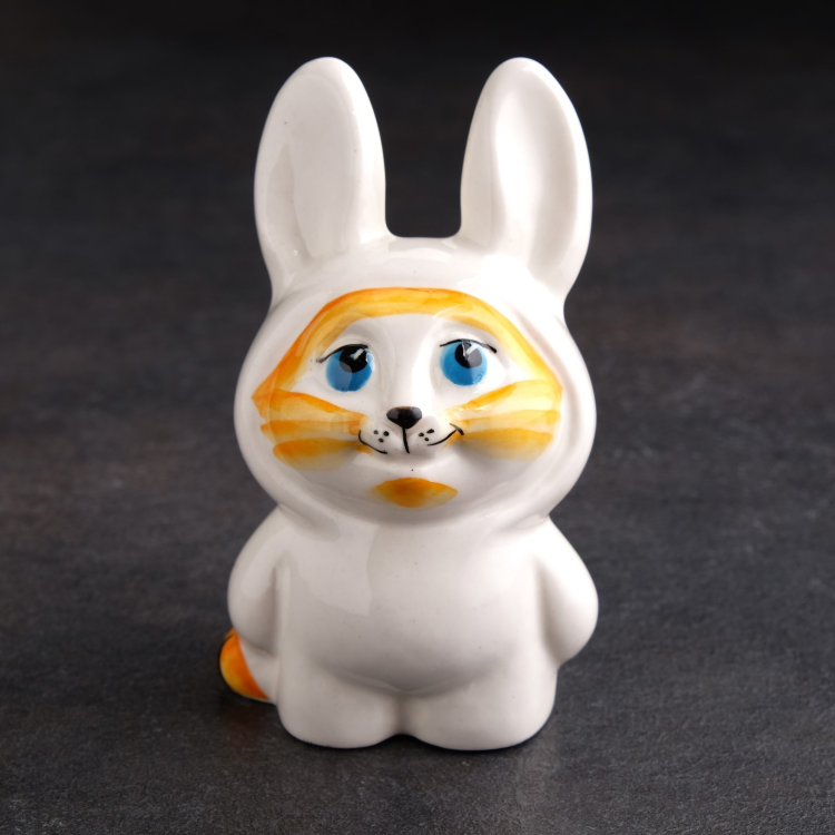 Сувенир "Котик Зайка", рыжий, фарфор, 10 см