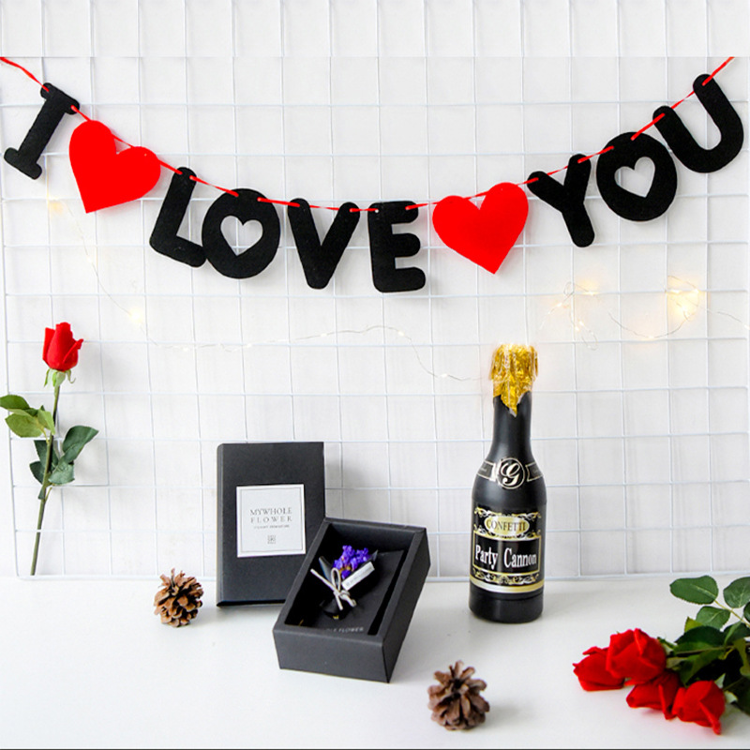 Гирлянда из фетра, I love you (сердца), 100 см, 16*12 см, 1 шт.