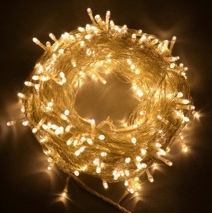 Гирлянда "Нить" 20 м , прозрачная нить, 500 LED, свечение жёлтое, 8 режимов, 220 В