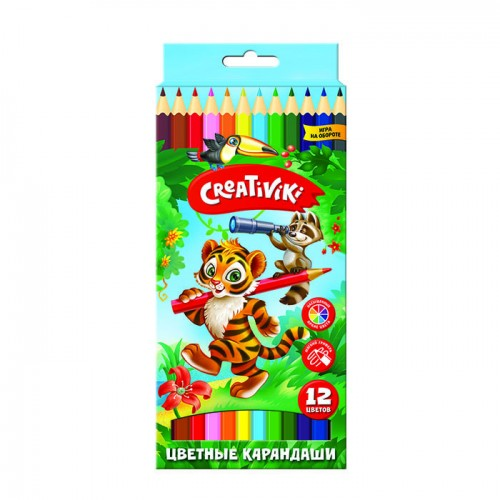 Карандаши цветные CREATIVIKI, 12цв., шестигранные