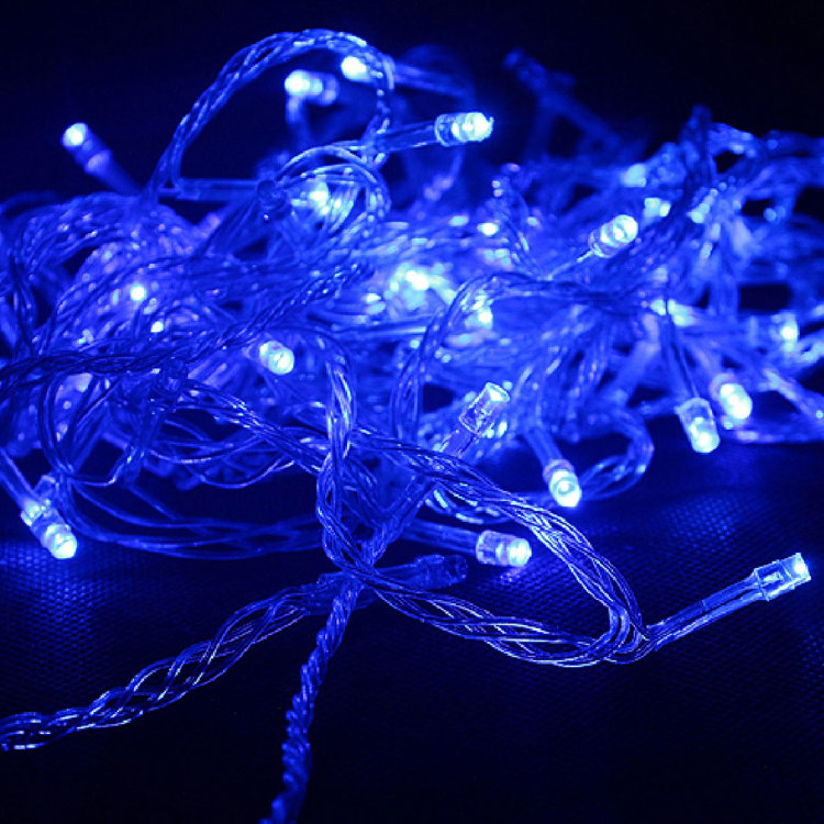 Гирлянда "Нить" 11 м ,  прозрачная нить, 200 LED, свечение синее, 8 режимов, 220 В