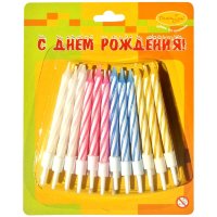 Свечи-мини Macaroons 24шт с держателями 6см
