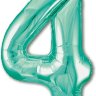 Шар (40''/102 см) Цифра, 4 Slim, Бискайский зеленый, 1 шт. в упак