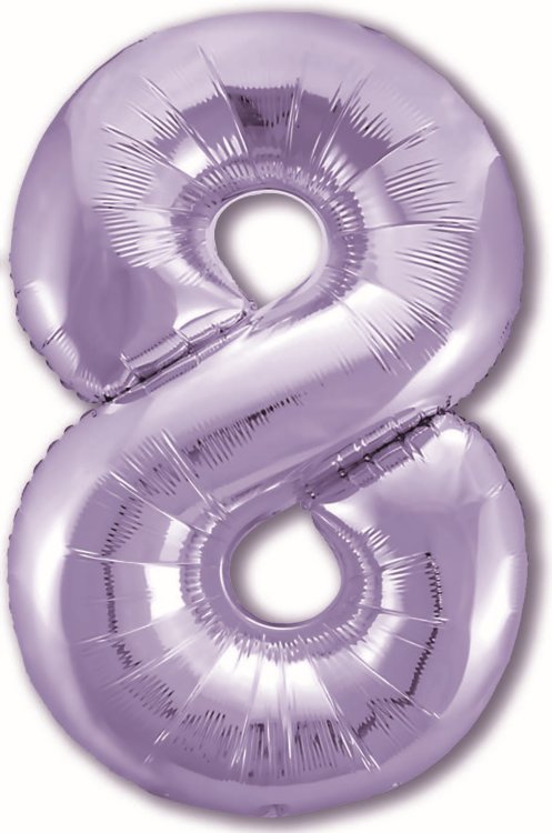 Шар (40''/102 см) Цифра, 8 Slim, Сиреневый, 1 шт. в упак.