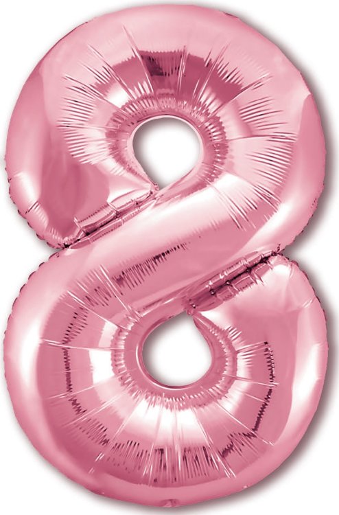 Шар (40''/102 см) Цифра, 8 Slim, Розовый фламинго, 1 шт. в упак.